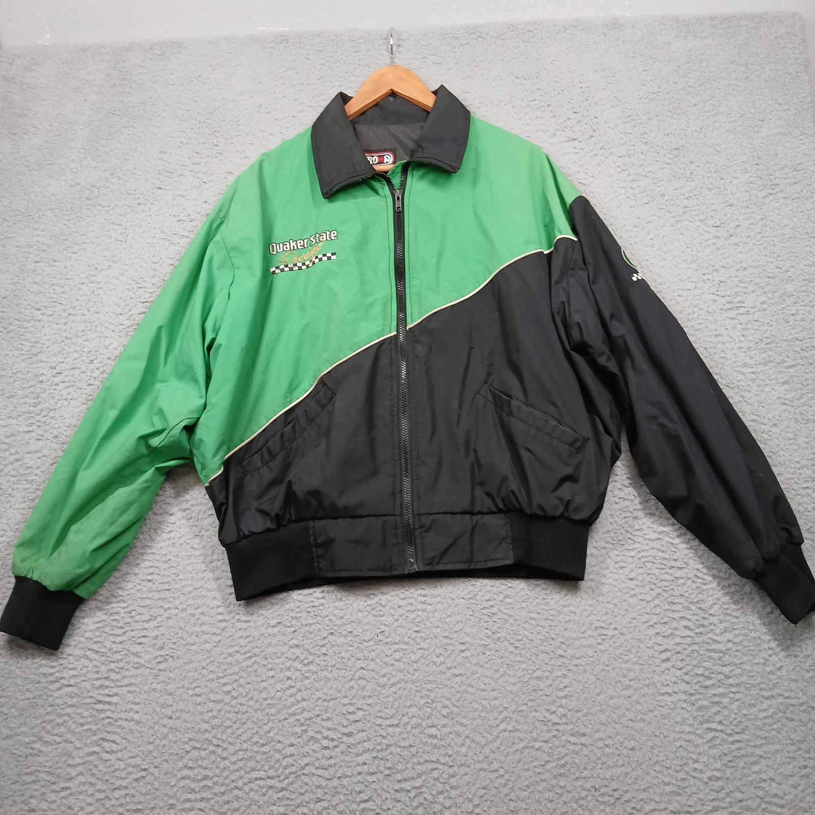 Vintage Quaker State Racing Jacket Men's L Green Crown Of California Nascar
